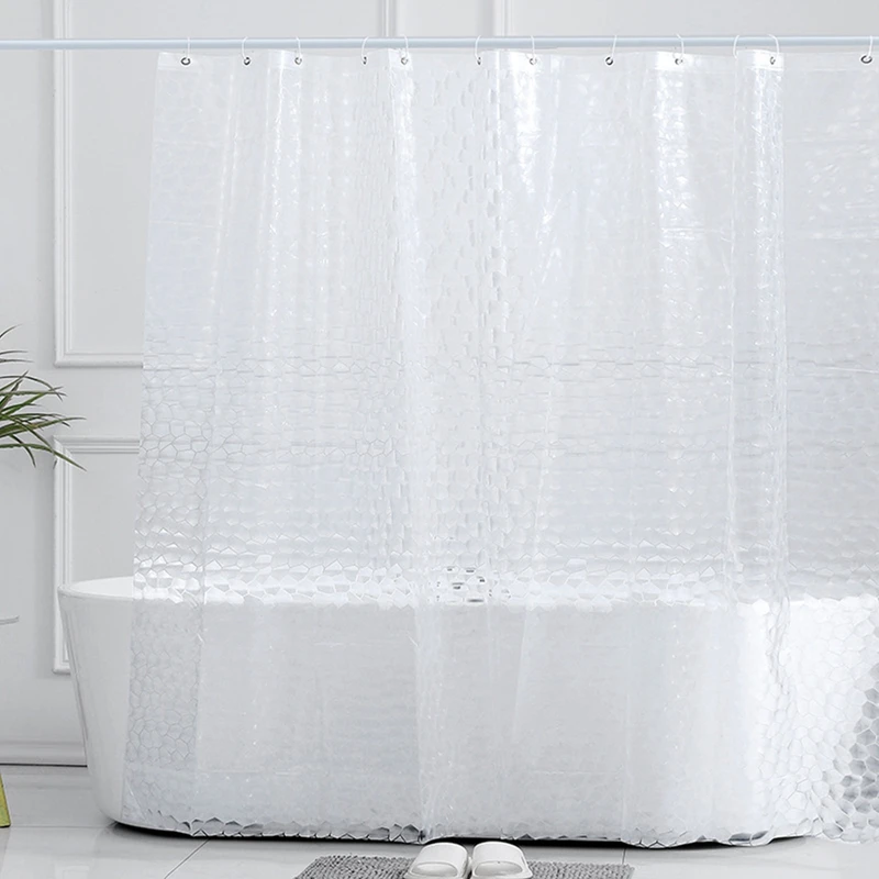 PEVA Shower Curtain Waterproof Plastic Clear Bath Curtains Transparent Bathroom Curtains Mildew Home with Hooks