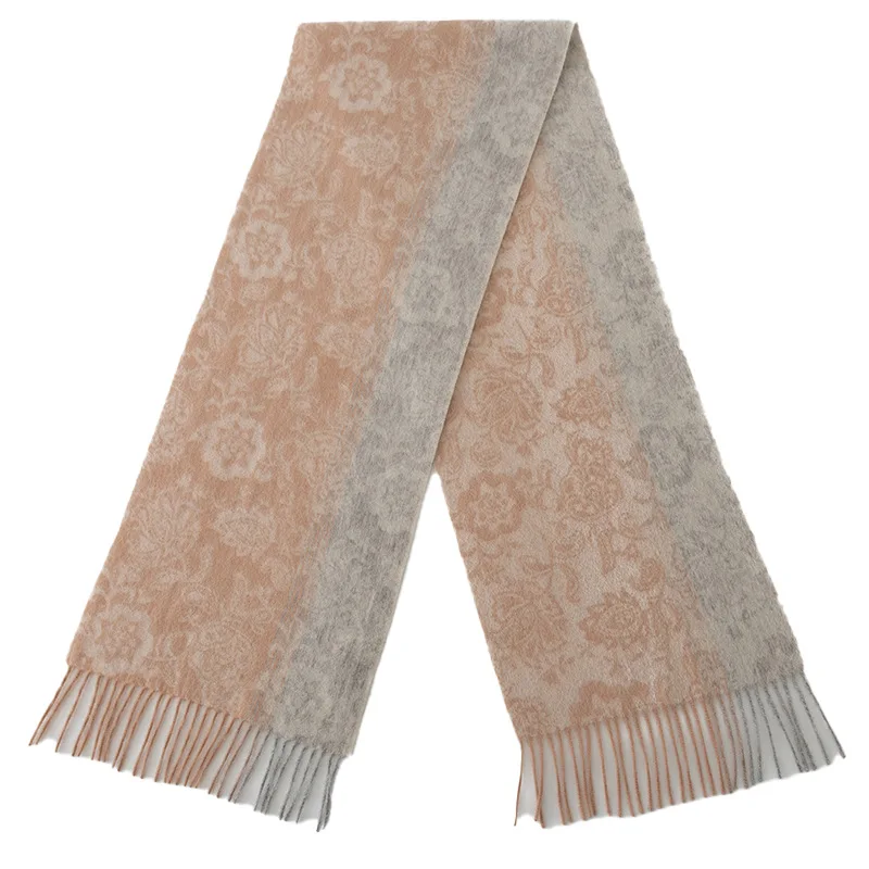 

New luxury 100% Wool Jacquard Scarf Women Winter Thick Shawl Wrap Elegant Solid Hijab Hair Wrap Simple Versatile Neck Warmer