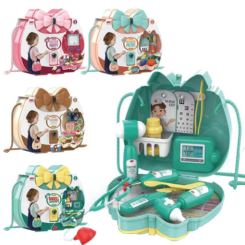 Children Pretend Play House Toy Simulation Game Shoulder Bag Makeup Kitchen Doctor Makeup Plastic Toy Gift Set Gifts New