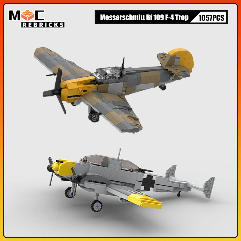 

Строительный блок MOC Messerschmitt Bf 110/109 F-4 Trop, модель тяжелого истребителя, оригинальные кирпичи, сделай сам, игрушка-головоломка, праздничные подарки