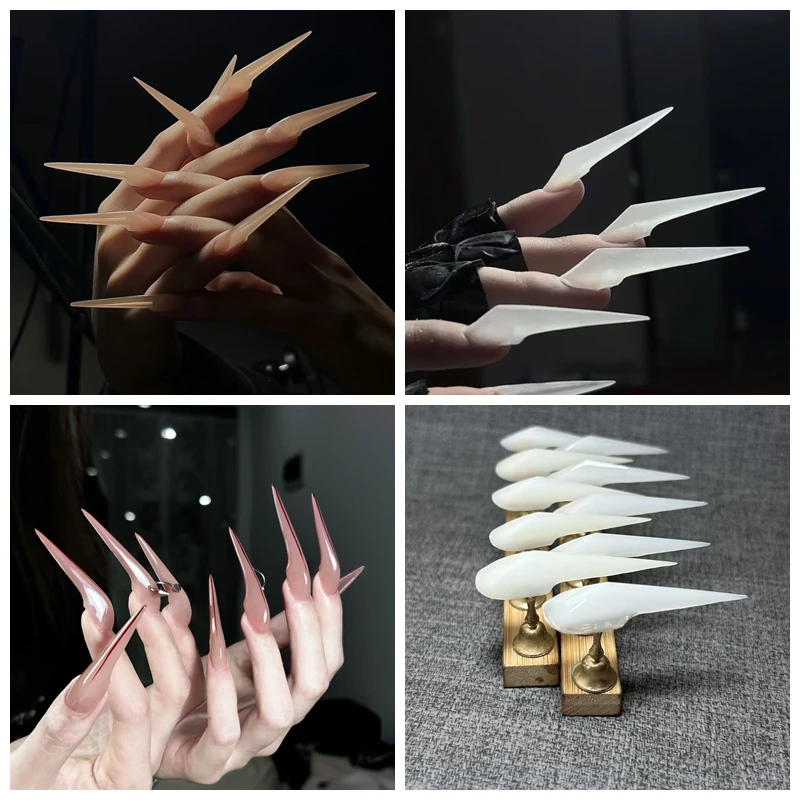 

10PCS Handmade Long Dragon Beast Shape Press On Nails Eagle Claws Fake Nail With Glue Custom Thick Acrylic False Nail Supplies