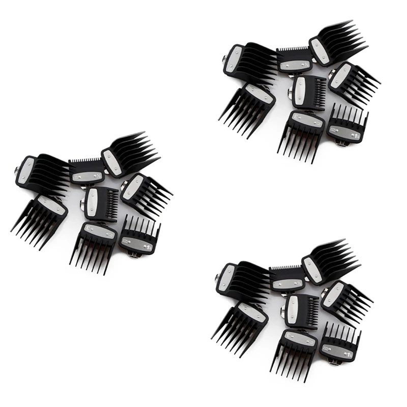 24 ชิ้นตัดหวีคู่มือสําหรับ Wahl พร้อมคลิปโลหะ 3171-500 เหมาะสําหรับหลายขนาด Wahl Clippers สีดํา