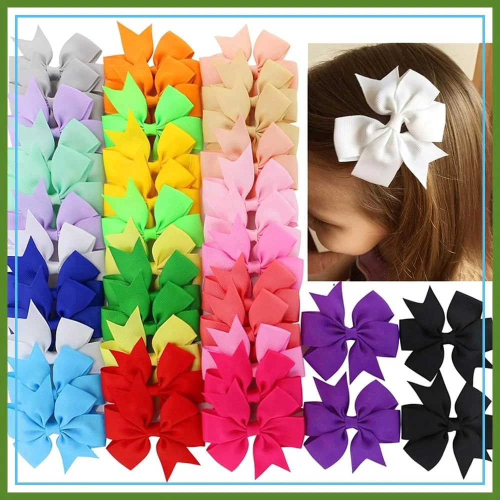 

40 Pcs 3 Inch Grosgrain Ribbon Pinwheel Hair Bows with Alligator Clips for Girls Toddlers Babies