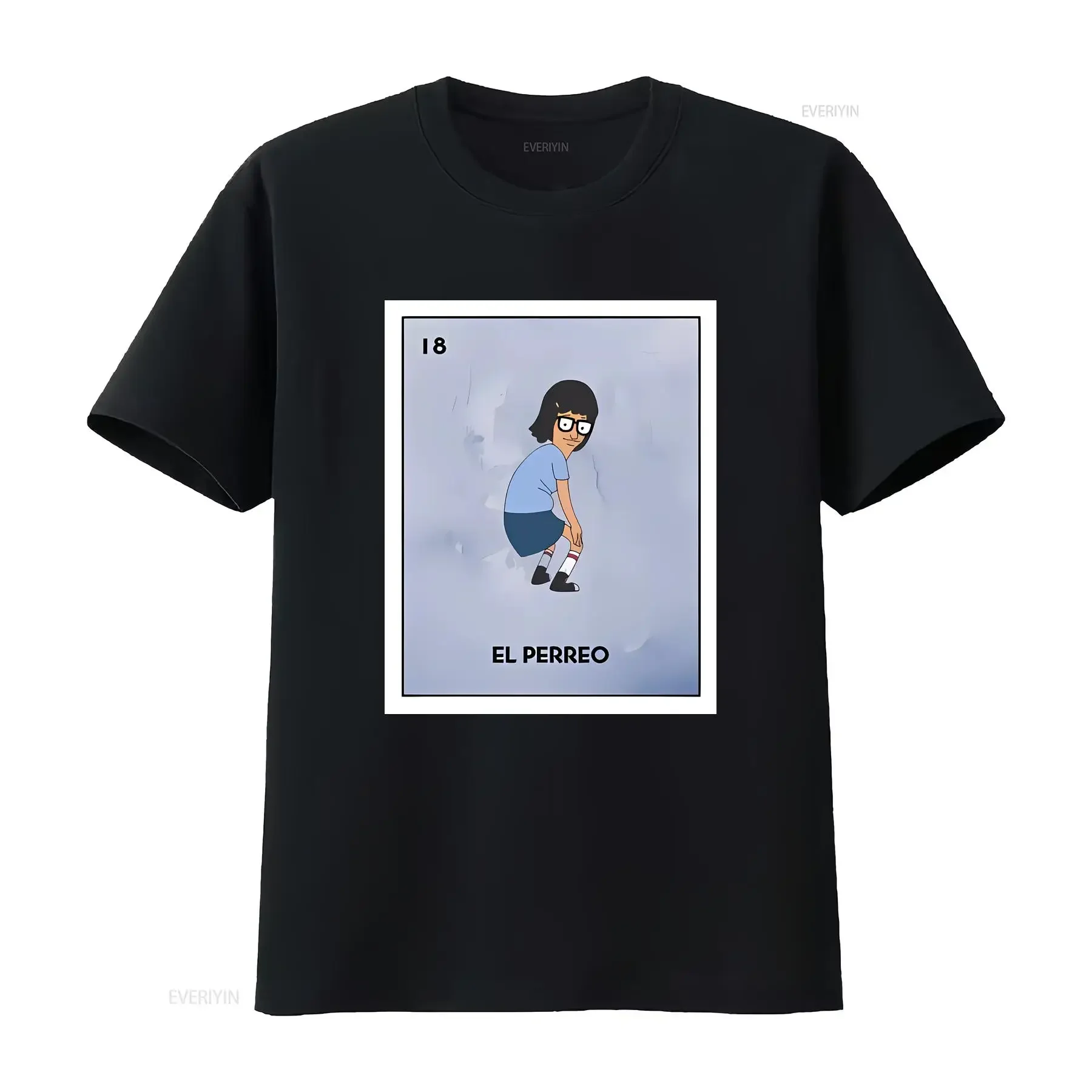 El Perreo Loteria mexicana camiseta Twerk Tina Belcher divertido español adulto en broma vintage lavado streetwear transpirable ligeramente