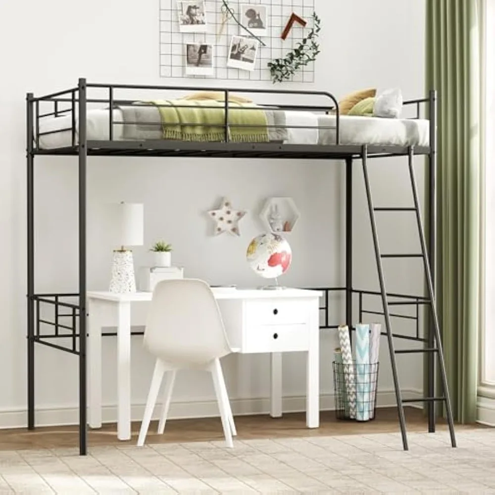 سرير علوي من الفولاذ المتين مع سلم وشرائح داعمة وسكة أمان بطابقين موفرة للمساحة #3