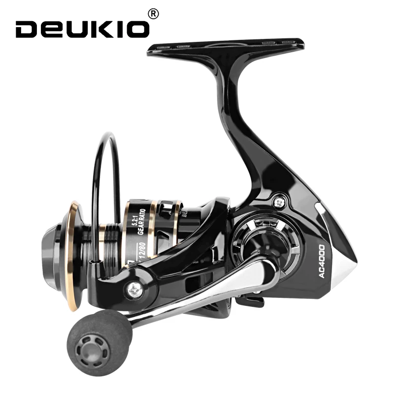 DEUKIO Spinning Reel 2000-7000 MAX Drag Power 12KG Speed Ratio 5.2:1 Metal Spool rocker arm EVA Grip Fishing Reel Saltwater