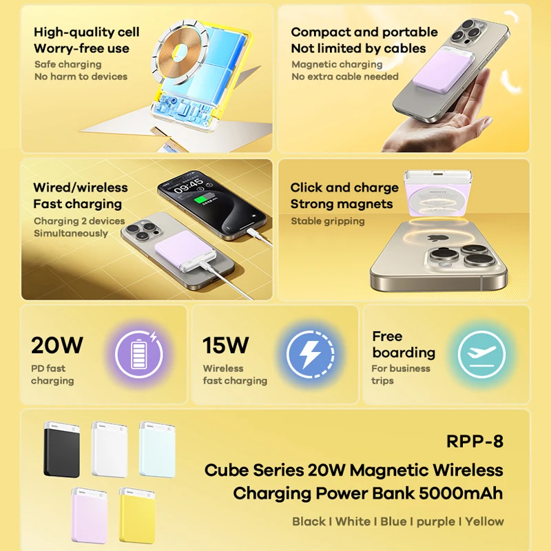 REMAX 20W Fast Charging Power Bank Magnetic 15W For iPhone 15 14 Pro MAX 13 12 Mini 11 Xiaomi Samsung Portable Wireless Charger