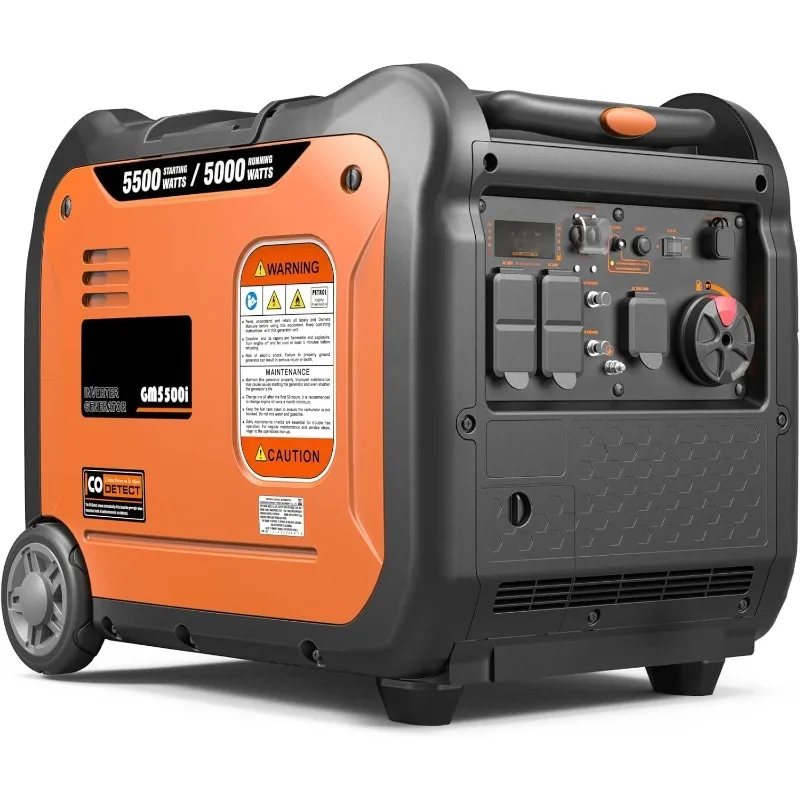 Portable Generator，5500W Ultra-Quiet Gas Engine, EPA Compliant, Eco-Mode Feature for Backup Home Use & Camping