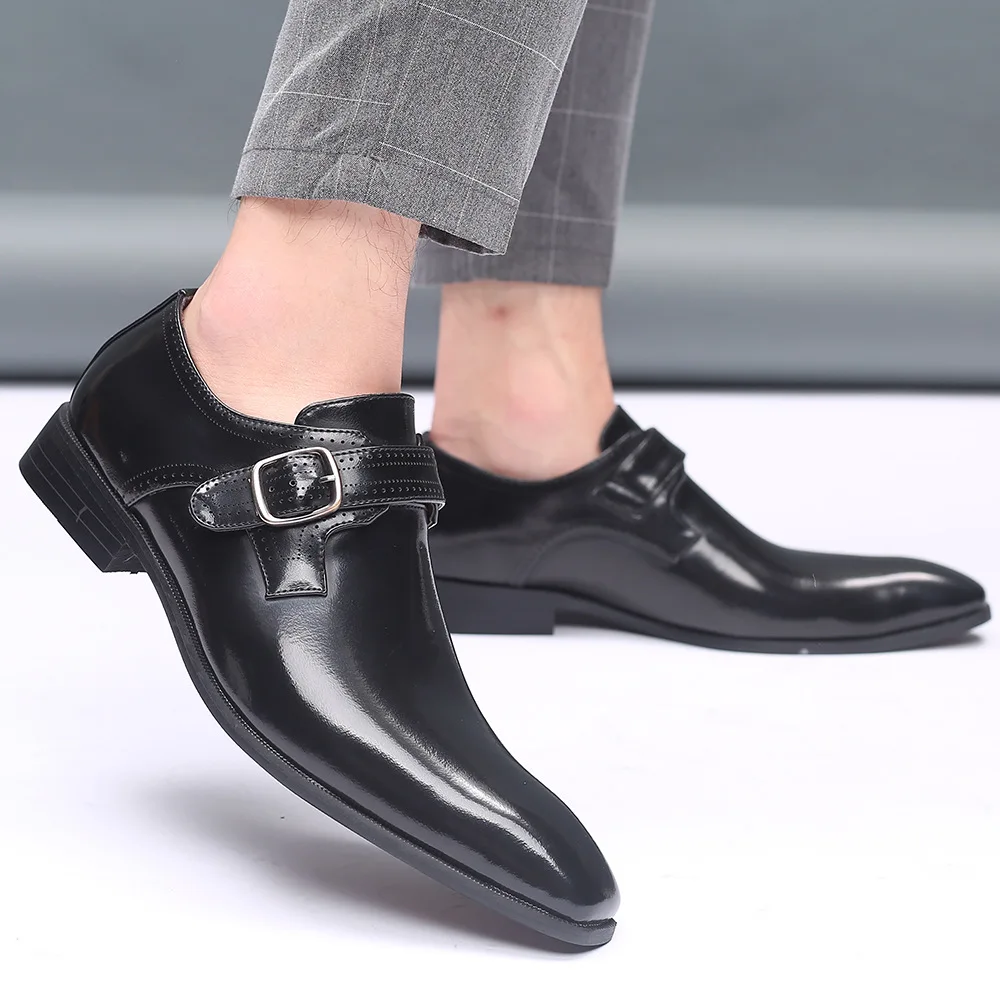 Men's 2026 Spring Square Toe Business Casual Dress Shoes Comfortable Durable Leather Plus Size Formal Work Oxfords Wedding Shoes