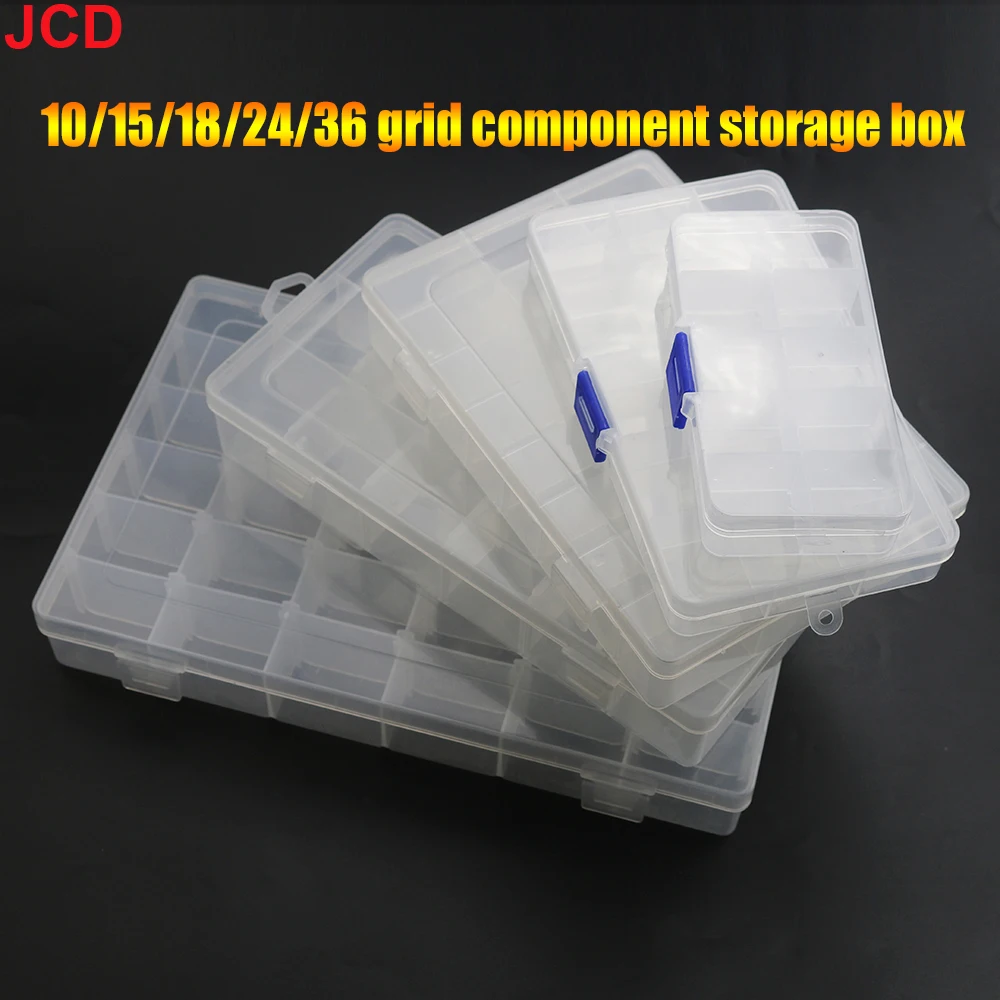 Portable Transparent Storage Box 10/15/18/24/36 Grids Plastic Organizer With Cover Box For Jewelry Earrings Screw Nails Parts