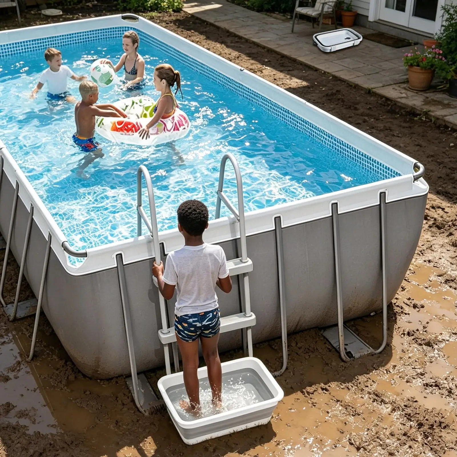 Durable Portable Non Slip Foot Wash Basin for Swimming Pool Beach Garden Backyard Camping Home Outdoor Travel Vacation