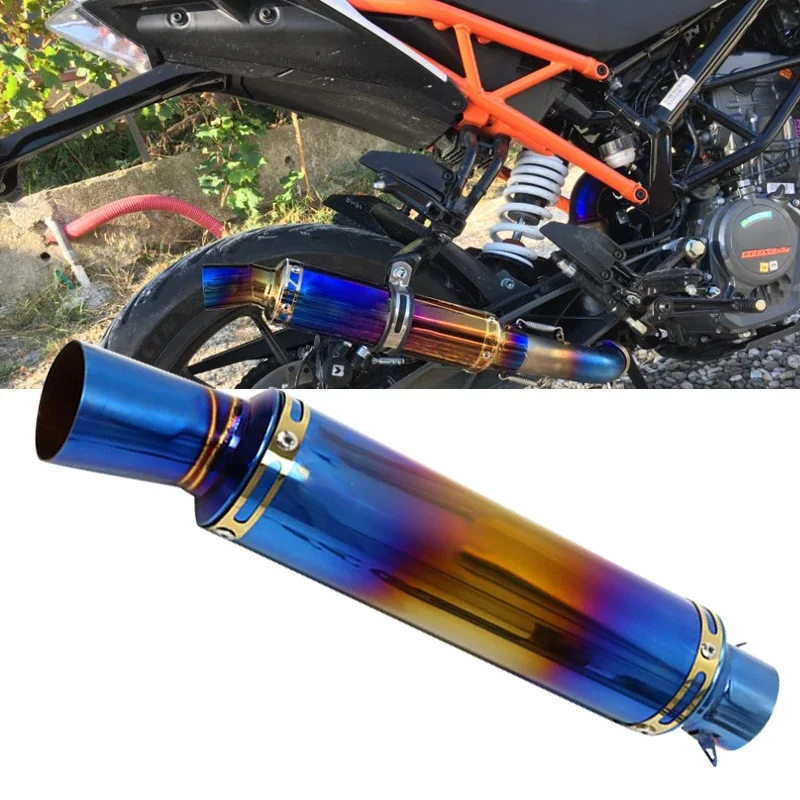 51mm Muffler Exhaust Pipe Motorcycle For Y15ZR R1 R3 R6 R15 RS150 Y15 NVX155 CYGNUS GT YZF-R125 MT-125 Escape Moto Blue color