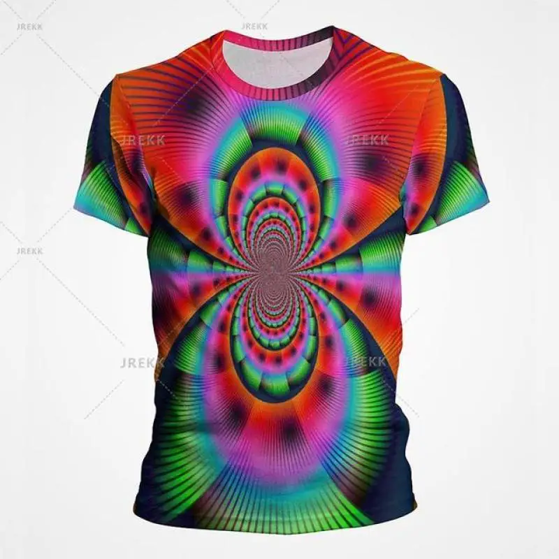 Herren-T-Shirt mit abstraktem Wirbel-Gradienten-Print, Rundhalsausschnitt, kurzen Ärmeln, trendigem, lässigem Design und mehreren psychedelischen Mustern – Detail 5