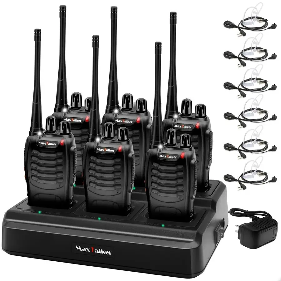 جهاز اتصال لاسلكي طويل المدى للبالغين، جهاز اتصال لاسلكي قابل لإعادة الشحن مع شاحن متعدد العصابات 6 اتجاهات، بطارية ليثيوم 1500 مللي أمبير في الساعة، سماعة أذن، #1