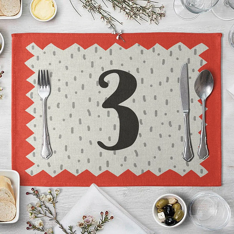 Numerical Table Placemats Digital Kitchen Table Napkins English Alphabet Arabic Numerals Mats Placemats Kitchen Table Cloth