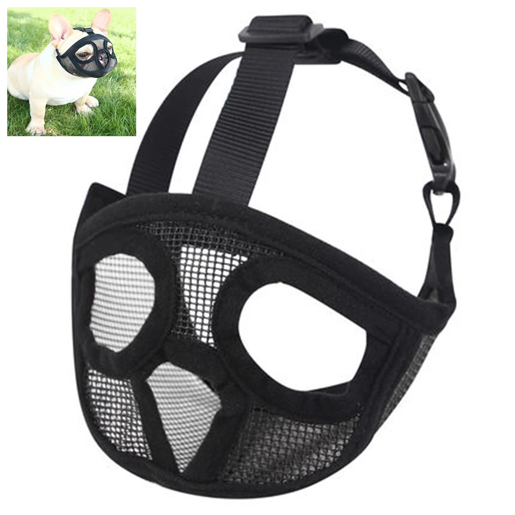 

Dog Muzzles Adjustable Breathable Mesh Bulldog Muzzle For Dog Anti Biting Chewing Barking