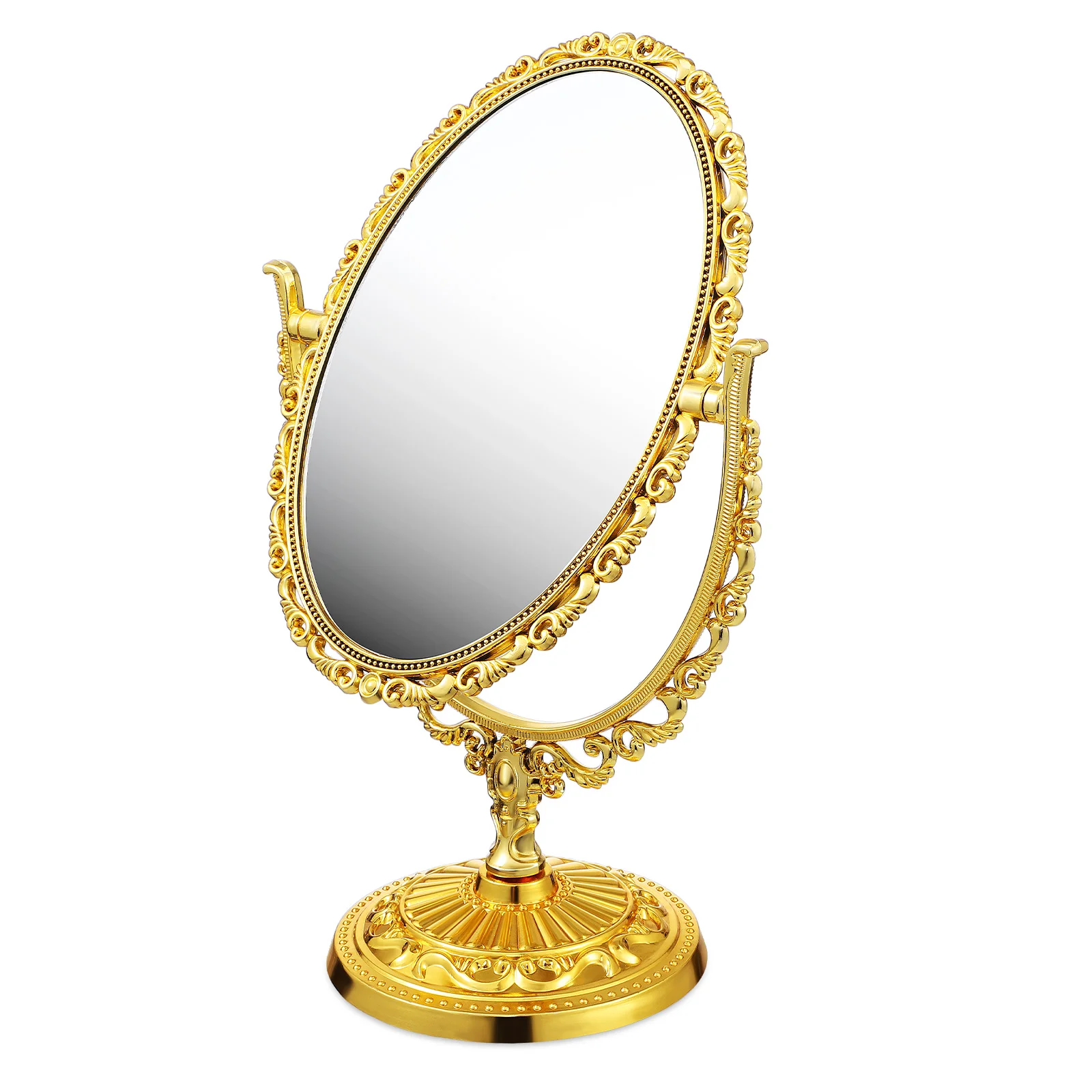 Makeup Mirror 0812 Golden Oval Dresser Desk Table Top Rotating Swivel Vanity Vintage