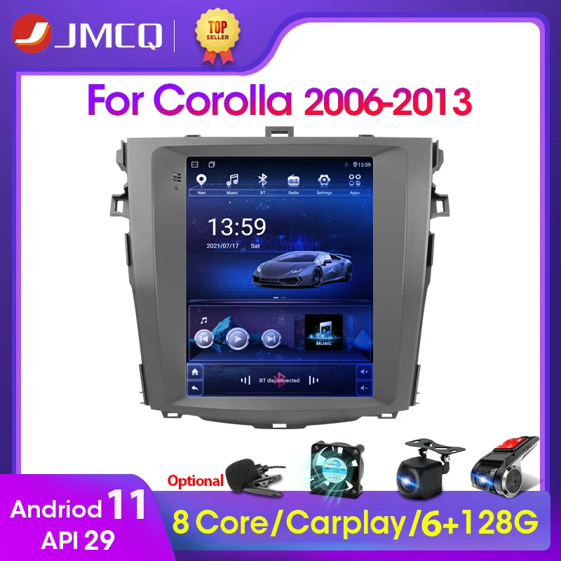 JMCQ 2 Din Android Car Radio Multimedia Video Player For Toyota Corolla E140/150 2006 - 2013 4G Carplay Stereo