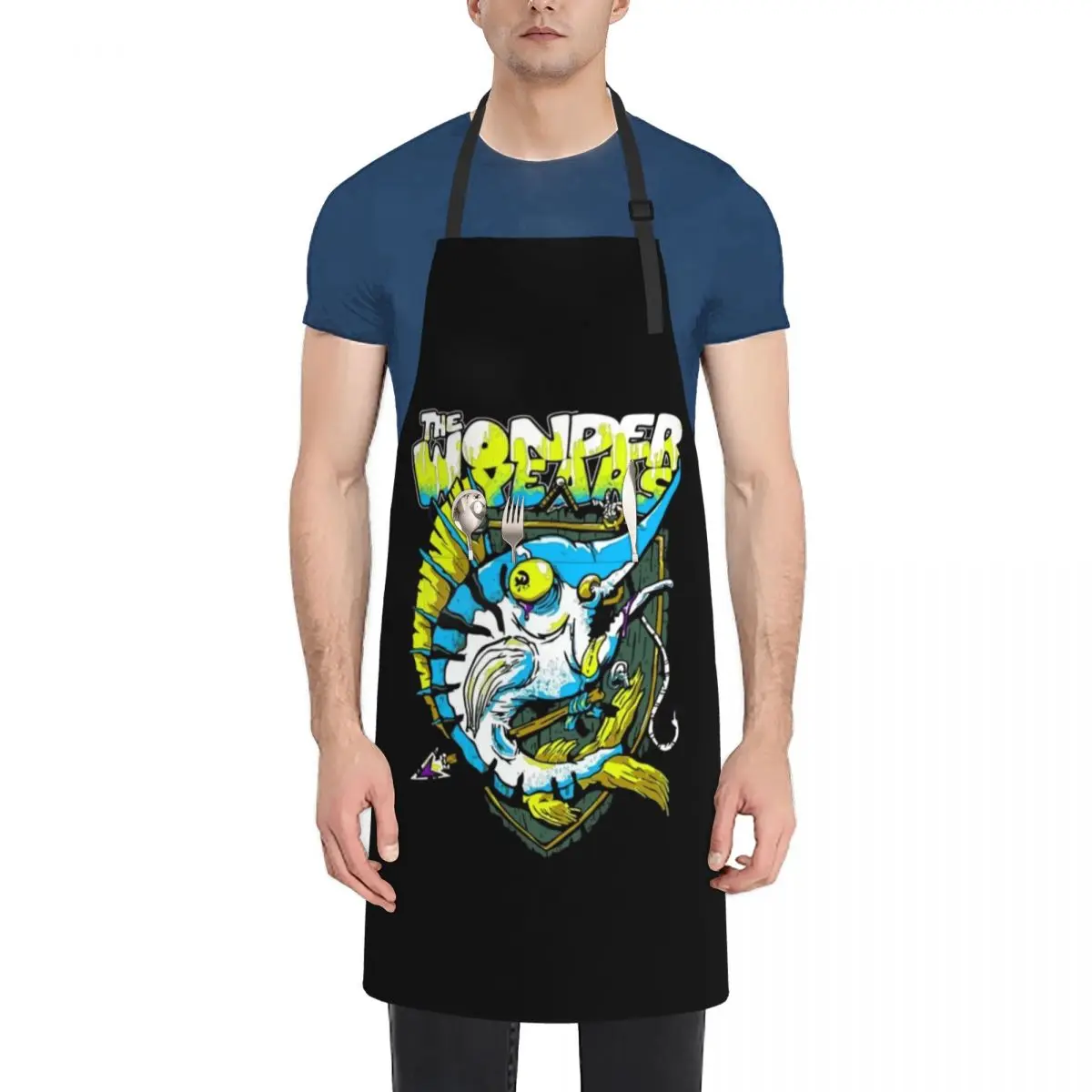 

The Wonder Years Blue Fish Art Apron Kitchen on the wall with pockets women's work Apron