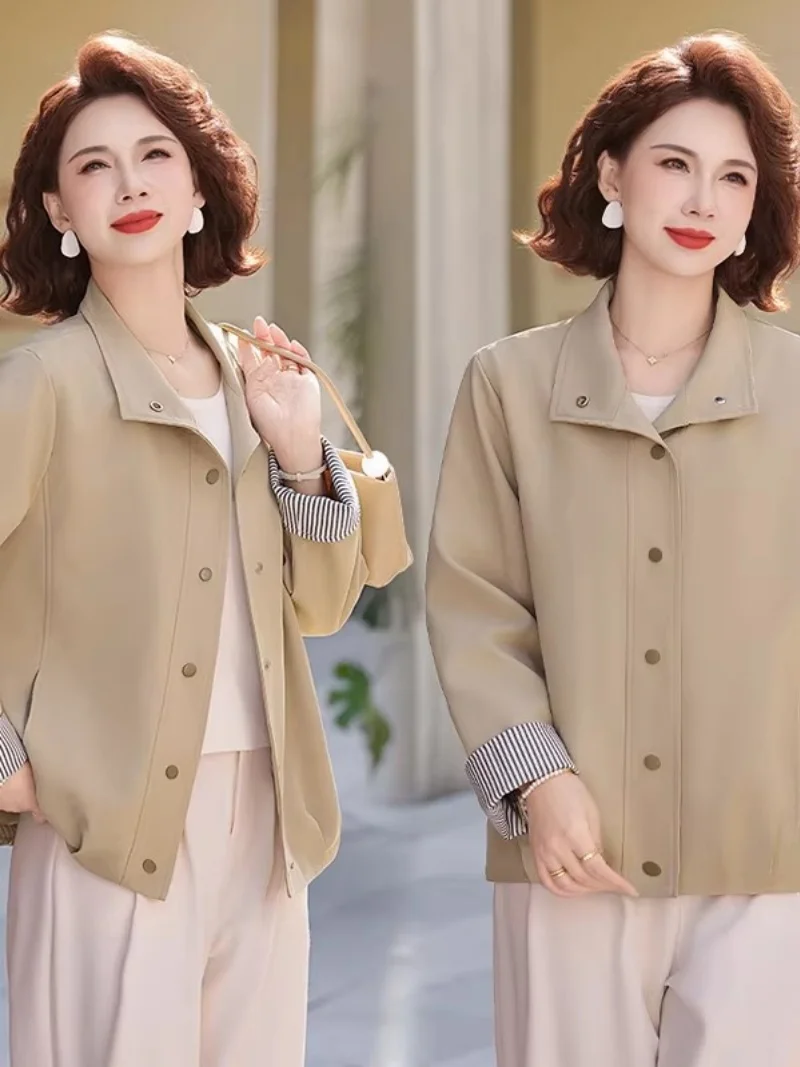 

Women‘s Casual Loose Fit Jacket 2026 Spring New Arrivals Solid Color Short Outwear for Mid-Lady Streetwear Lightweight Coat j16