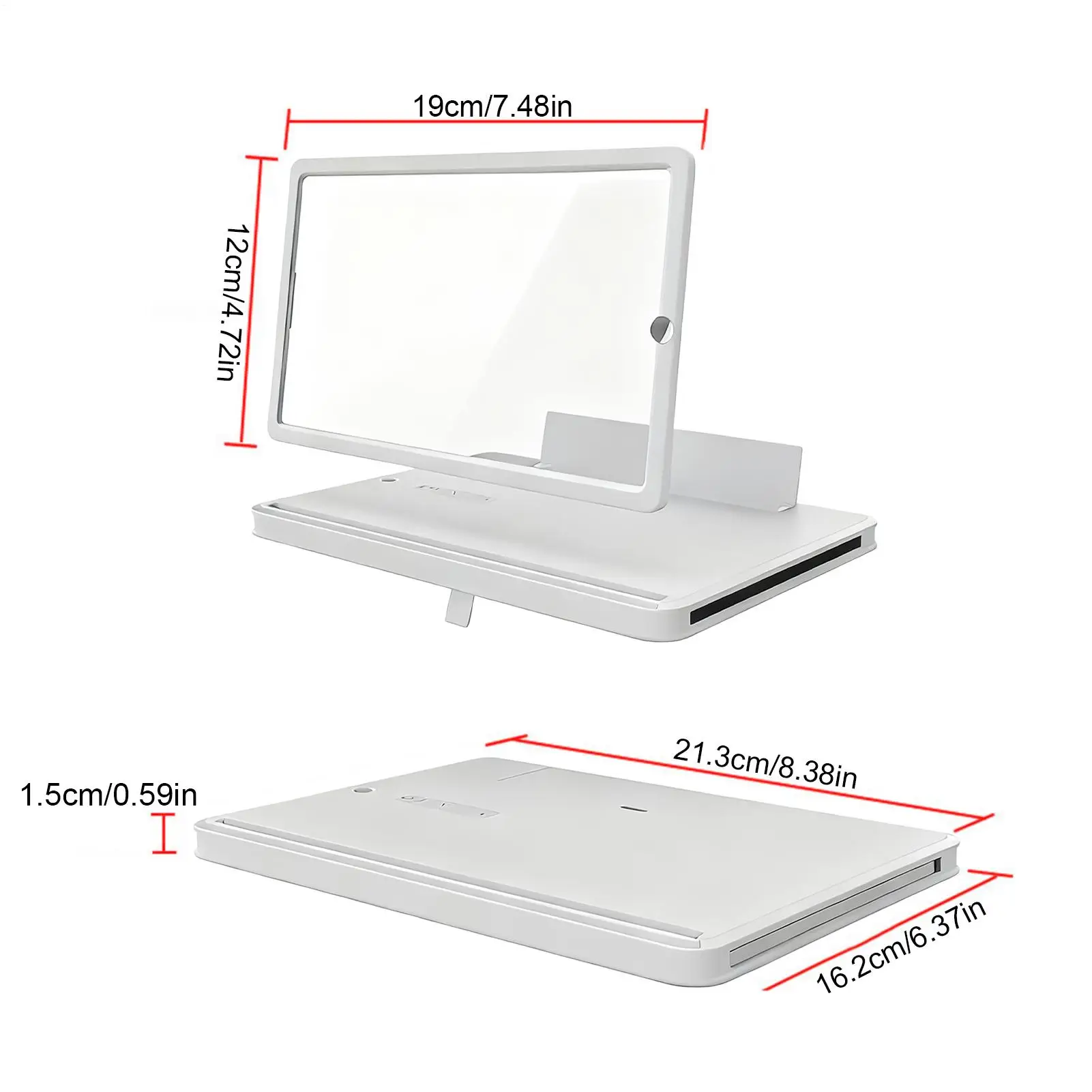 شاشة مكبرة للهواتف الذكية مقاس 8 بوصات عالية الدقة قابلة للطي وموسعات شاشة زاوية قابلة للتعديل لقراءة الهاتف الخلوي للهواتف الذكية