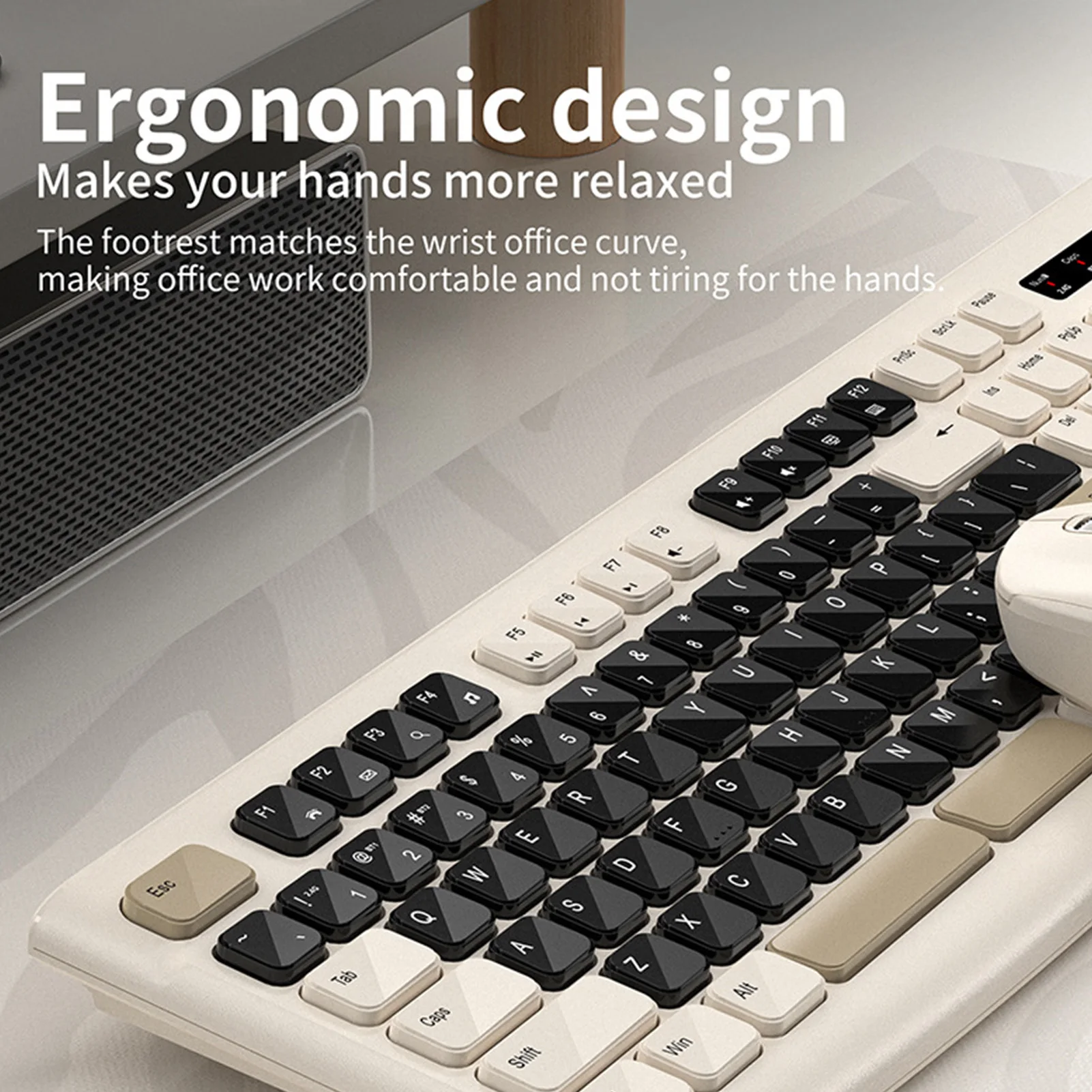 Wireless Keyboard and Mouse Set 105 Keys Support BT 2.4G Keycaps with Backlit Split Keys Full Size Layout for Computer/Laptop