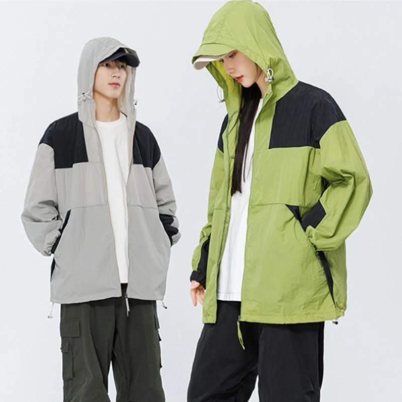 UPF50+ Patchwork Hiking Jackets Women Men Camping Windproof Windbreaker Summer Cycling Running Fishing Sun-Protective Jackets