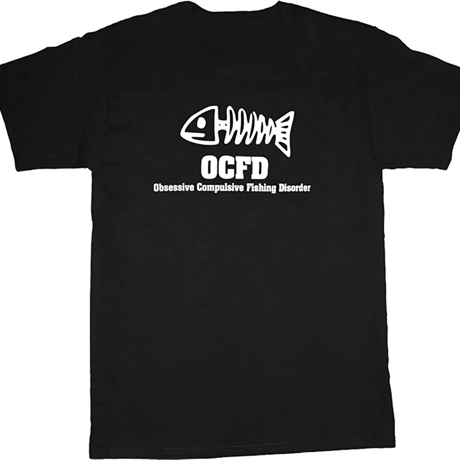 Decked Out Duds Obsessive Compulsive Fishing Disorder Funny OCFD Tee Men's 100% Cotton Casual T-shirts Loose Top Size S-3XL