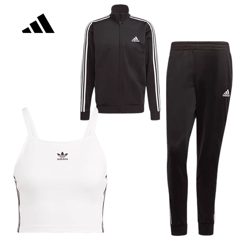Conjunto de agasalho esportivo Adidas unissex com gola alta + regata esportiva feminina GK9651 IN8377