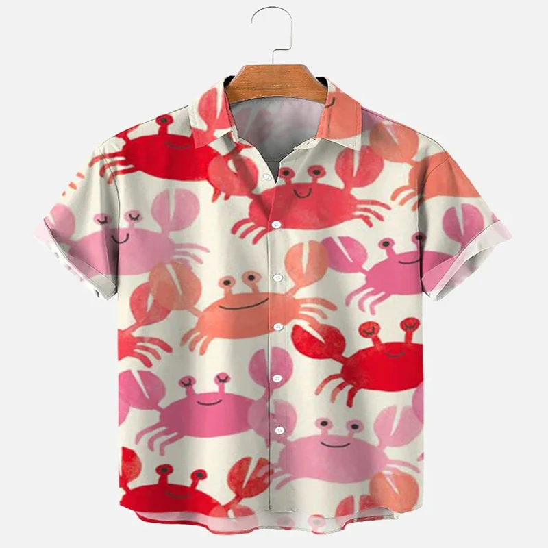 O caranguejo camisa de manga curta 3d todo impresso camisa havaiana para homem e mulher camisa casual unisex