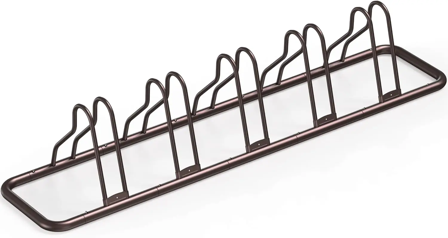 Adjustable 5-Bike Floor Stand for Secure Parking, Bronze Finish, Easy Assembly