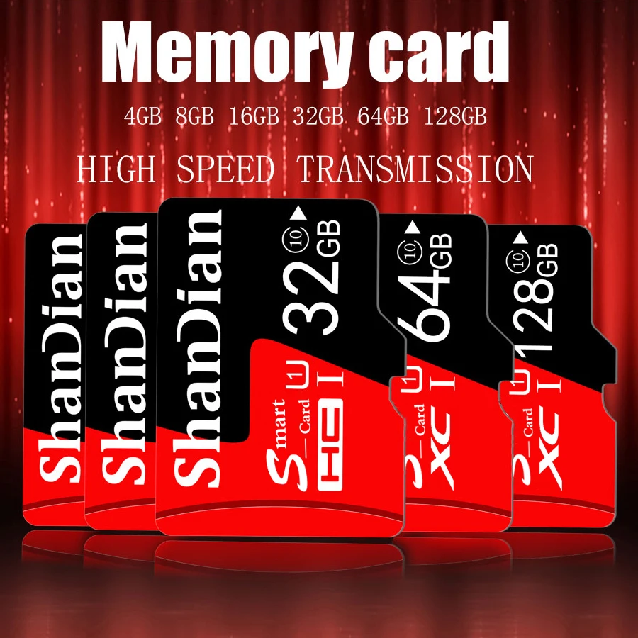 Mini carte mémoire TF intelligente rouge pour appareils photo, carte SD, adaptateur de carte SD, 64 Go, 32 Go, 16 Go, 8 Go, 128 Go, cadeaux gratuits