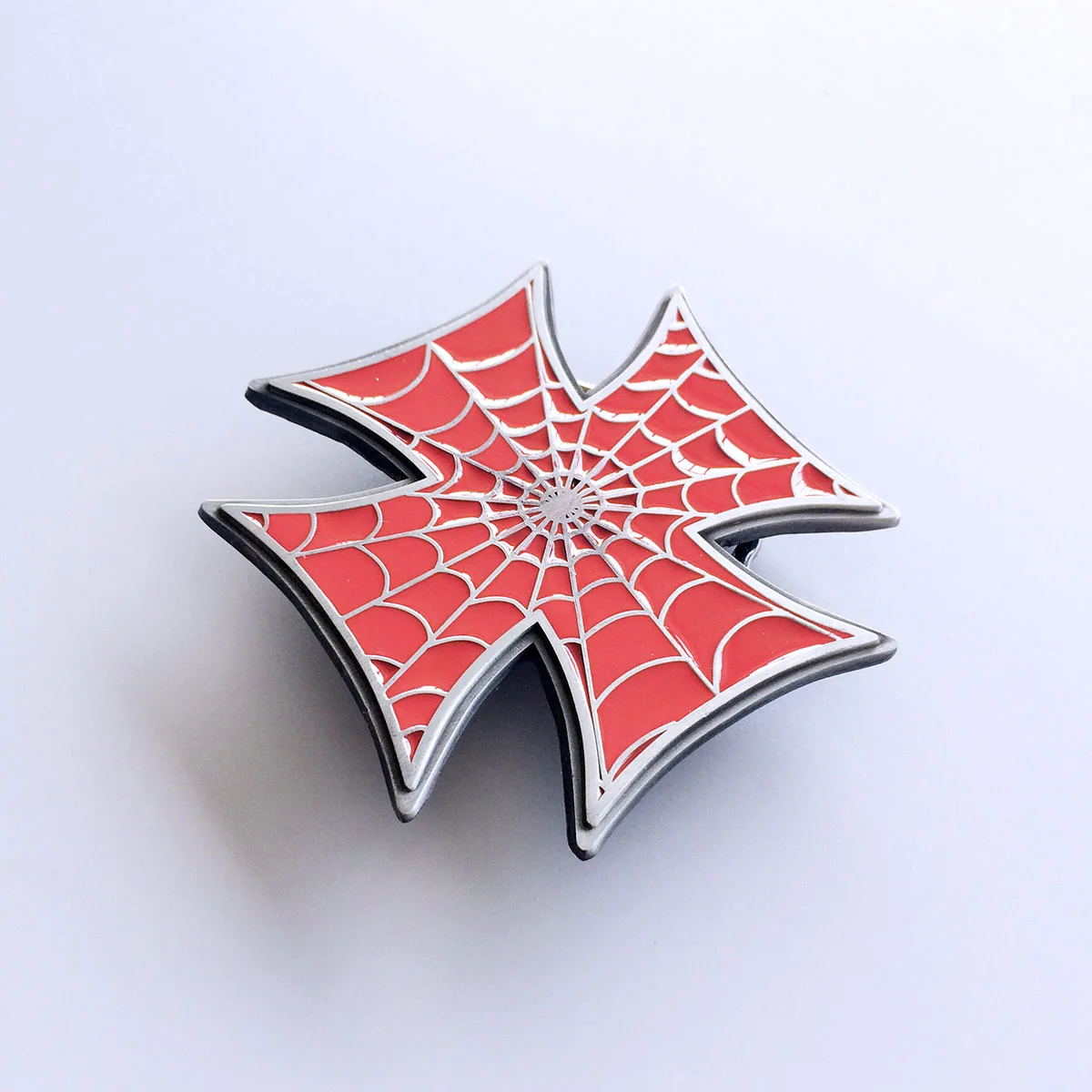 Red Enamel Cross Spider Web Belt Buckle Gurtelschnalle Boucle de ceinture BUCKLE-OC022 view 4