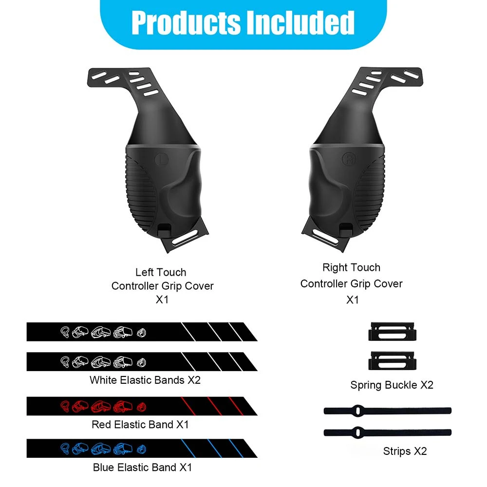 조정 가능한 너클 스트랩이 있는 핸들 컨트롤러 그립 커버, Oculus Quest 2 컨트롤러 보호 커버 보호대 호환