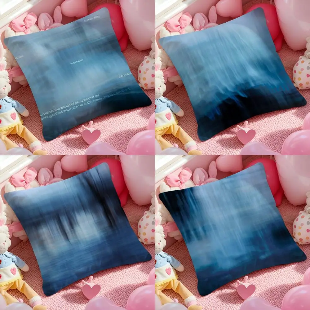 Blue Film Abstract Background Cushion Cover Anti-dustmite Pillowcase Invisible Zipper Silky Short Plush Sofa Cushion Cover