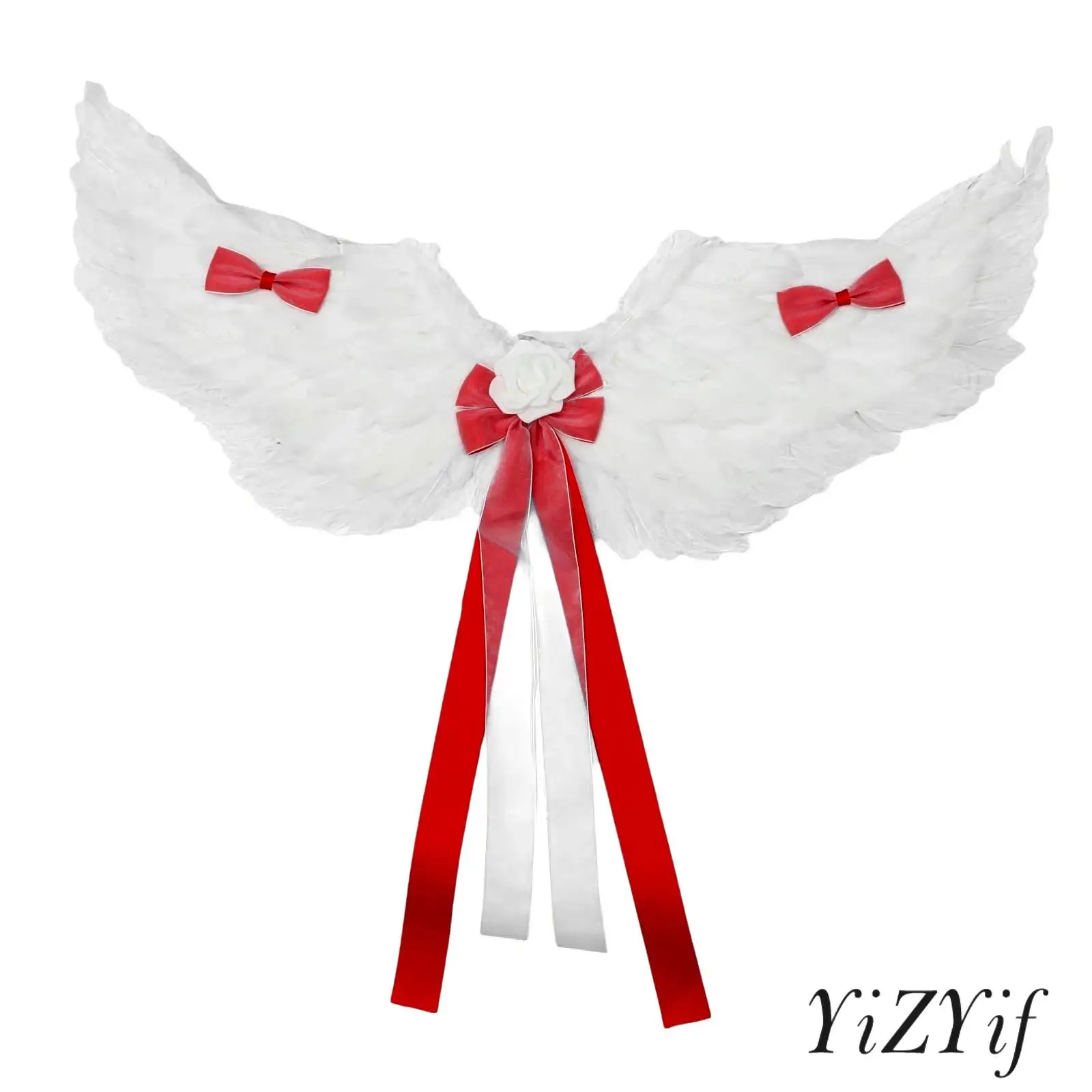 

Unisex Magical Foldable Elf Wings Premium Tulle Petals Ribbon Decor Halloween Christmas Costume Accessories for Shooting Props