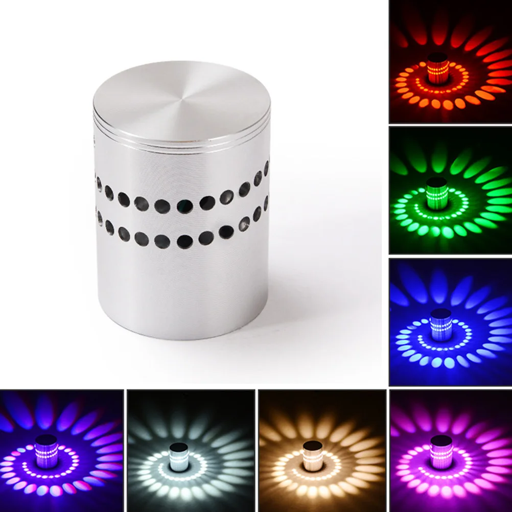 

LED Rgb 3W Aluminum Spiral Wall Lamp Elegant Shape Bedroom Bedside Light Indoor Corridor Background Decoration