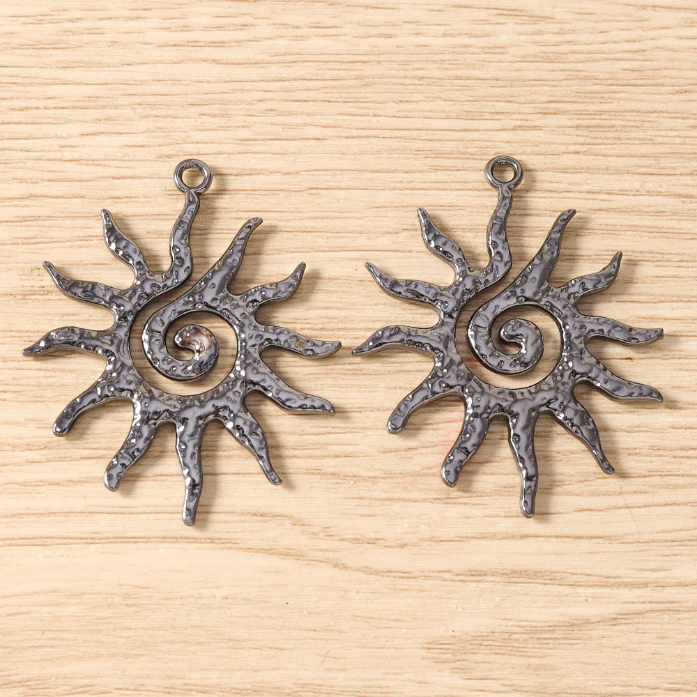 Tusember 5 Stück Hip-Hop Gun Black Sonne Mond Stern Herz Anhänger für Halsketten, Ohrringe, Armbänder, Schmuckherstellung, Bastelzubehör – Detail 13
