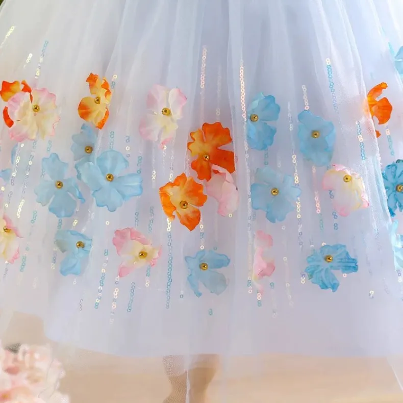 Kinder-Partykleid aus Tüll, Kleid für Gastgeberin, Klavierkonzert, Geburtstag, Hochzeit, Blumenmädchenkleid A5036, Großhandel, Abendkleider für Mädchen – Detail 7