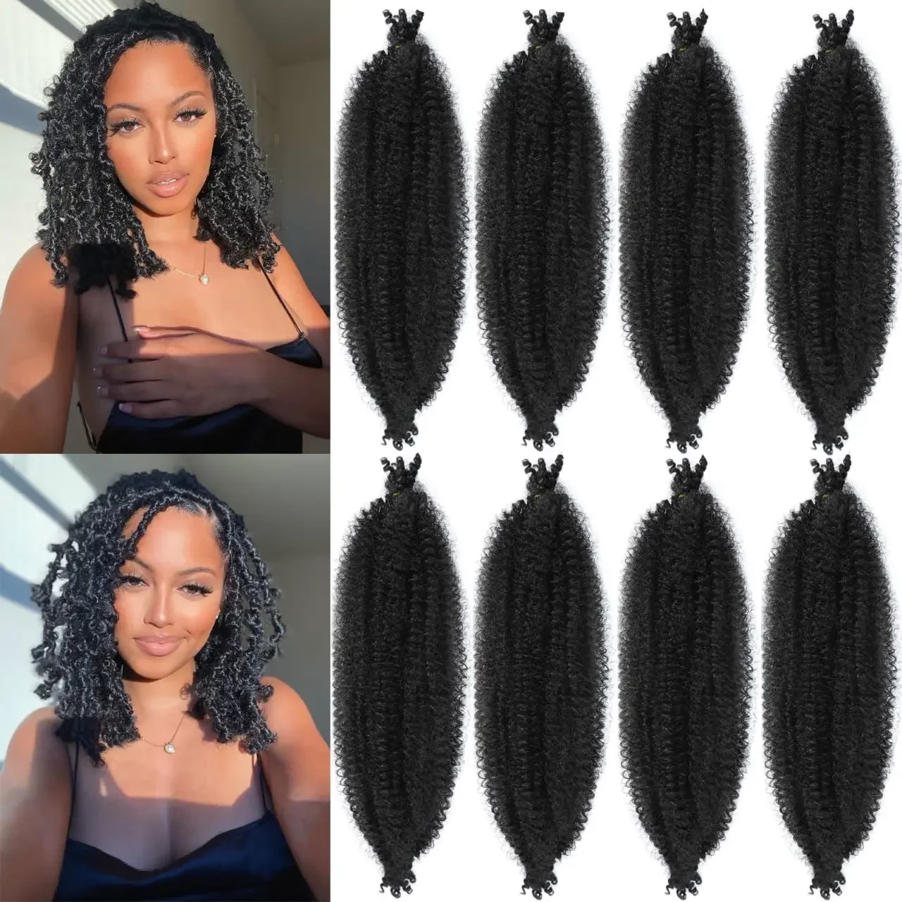 Springy Afro Twist Hair Pre-Separated Marley Twist Braiding Hair Soft Synthetic Crochet Spring Twist Hair Extensions for Women