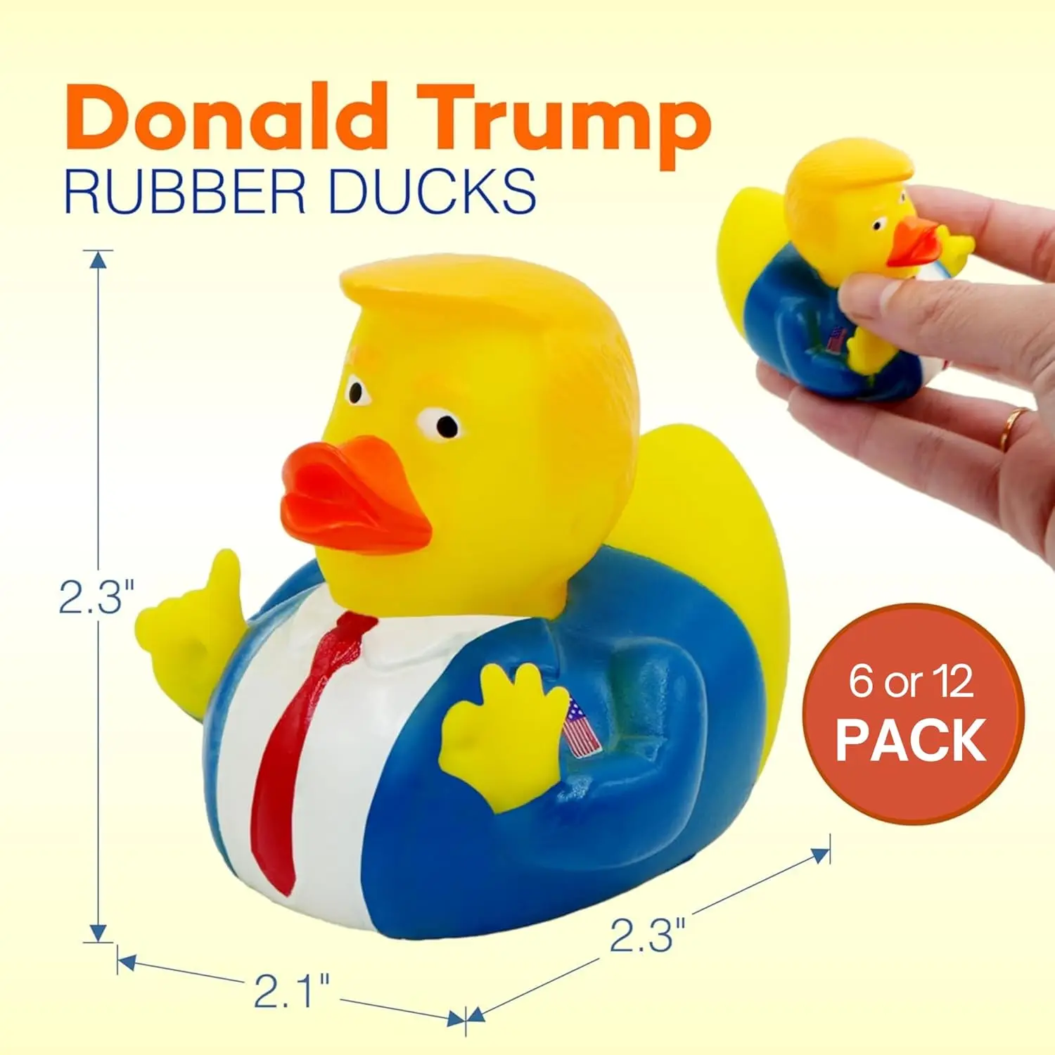 Donald Trump Rubber DLIGHTS, Bulk 12Pcs,Small 2.3 in, Funny Trump Rubber Duck, Great for Jeep Ducking,Trump 2024 Gift, Bath Tub Toy