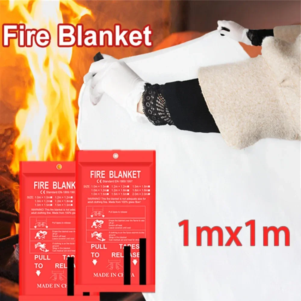 

Outdoor Emergency Fire Blanket for Home&Kitchen fire Suppression Fiberglass Rescue Shelter Retardant Safety Cover 1mX1m White