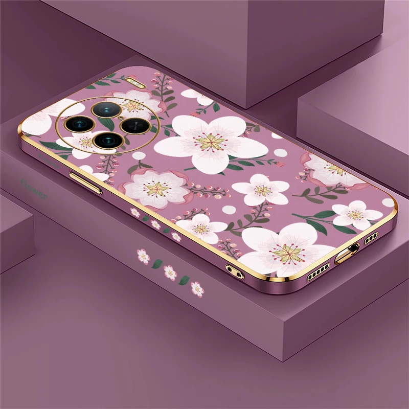 

Противоударный чехол для телефона Vivo Y100 5G Y77E Y95 Y93 Y73 Y53S Y55S Y72 Y71 Y70 Y67 Y91i Y81 Y78 Силиконовый чехол с цветочным покрытием