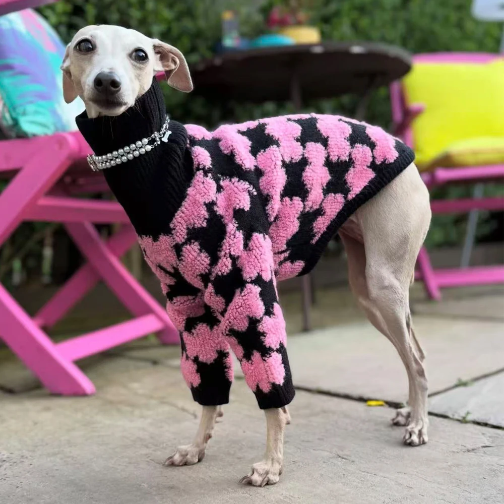 Abrigo de punto floral para perras Greyhound y Whippet – Suéter de invierno rosa - imagen 4