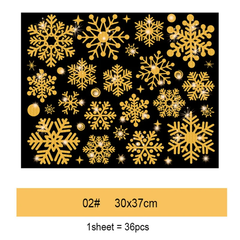 Christmas Wall Stickers Window Stickers Glitter Effect Snowflake Window Sticker Glass Electrostatic New Year Wallpaper