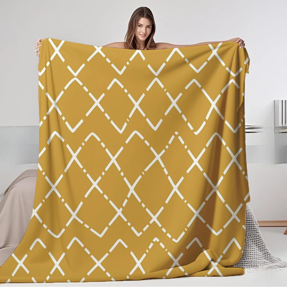

Minimalist Comfort Flannel Soft Blanket Rustic Ethnic Pattern In Reversible Blanket Hotel-style Cover With Skin-friendly