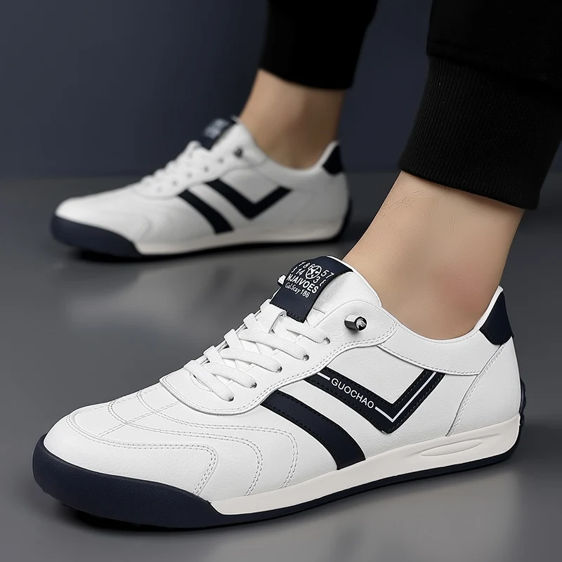 

New Versatile and Comfortable Sports Casual Sneakers for Men, Genuine Leather Soft-Soled White Shoes