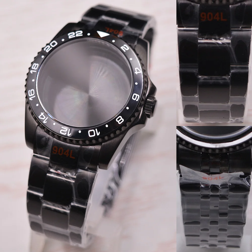 

36mm Sapphire Glass PVD Black Watch Case With Fit DG 2813 3804 Miyota8215 821a PT5000 ETA2824 2836 NH35 NH36 Movement