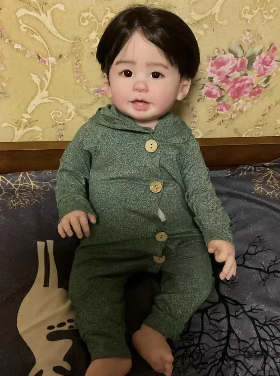 DLS Customized supply 32inch Reborn Baby Leonie Boy Version Real Photos Already Finished Doll With Cute Dress