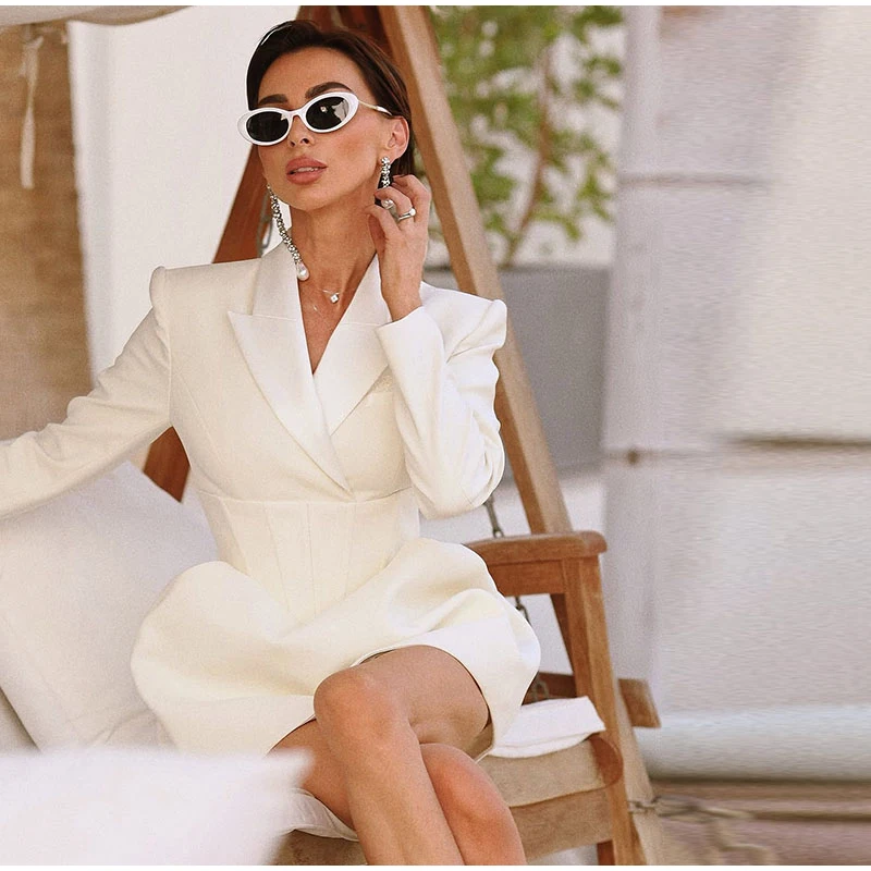 

Новое стильное черное приталенное платье-пиджак с длинными рукавами для женщин, осень